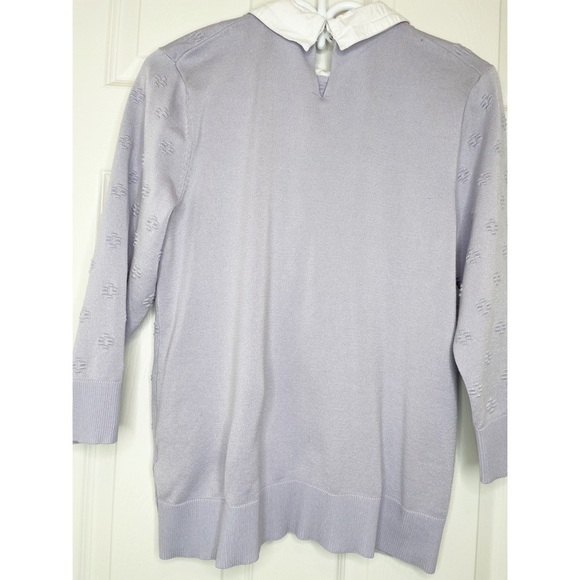 CABLE & GAUGE Lightweight 3/4 Sleeves Dickie Collared Sweater Top in XL - Picture 6 of 9